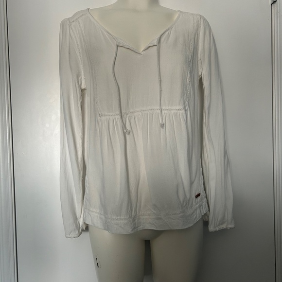 Roots Canada Rayon Linen Blend White Peasant Style Blouse - Picture 1 of 15